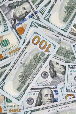 Bir sürü Amerikan dolarlık banknotlar. 100 dolar.