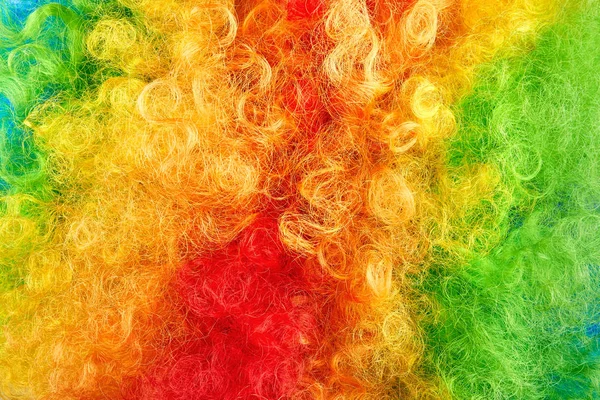 Close Photo Colorful Hair Red Green Yellow Shaggy Texture — Stock Photo, Image