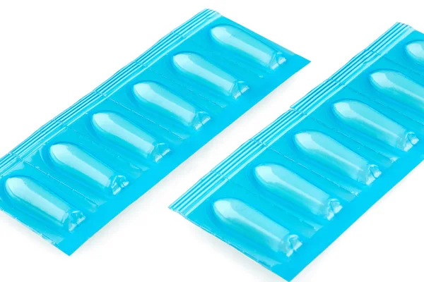 Två paket med suppository. Isolerad på vit bakgrund — Stockfoto