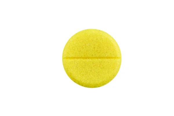 Foto macro de la píldora amarilla. Aislado sobre fondo blanco . — Foto de Stock