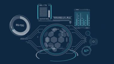Yüksek teknolojili ekrandaki veri dönüşümü HUD ve infografik elementler, alfa kanalındaki animasyon.