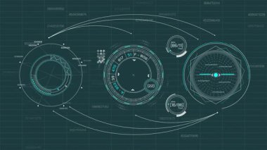 Yüksek teknoloji ve gelecek teknolojileri için HUD arayüzü, alfa kanalında canlandırıldı.