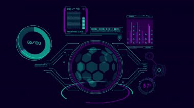Yüksek teknolojili ekrandaki veri dönüşümü HUD ve infografik elementler, alfa kanalındaki animasyon.