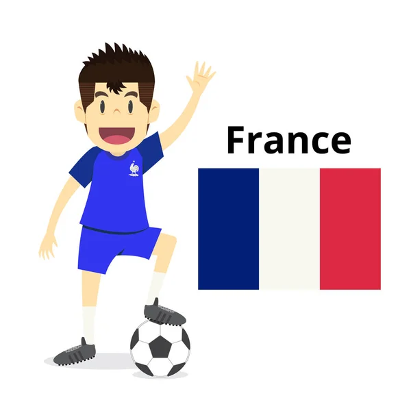 France National Team Cartoon Football World Country Flags 2018 Soccer — Stock Vector