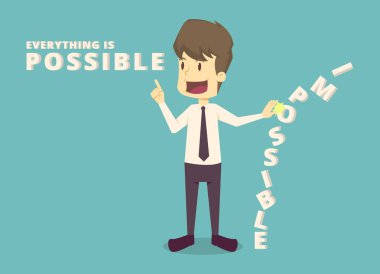 İşadamı değişikliği iş, çalışan başarı possible.cartoon için imkansız adam karakter iş, insanların ruh kavramı, arka plan olarak kullanılabilir. illüstrasyon vektör