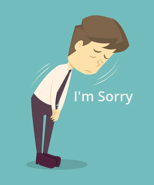 Empresario lo siento, apologize.cartoon de negocios, empleado unsucc — Vector de stock