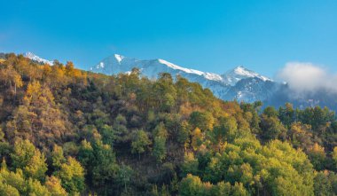 Dağlar ve karla kaplı güzel bir manzara.