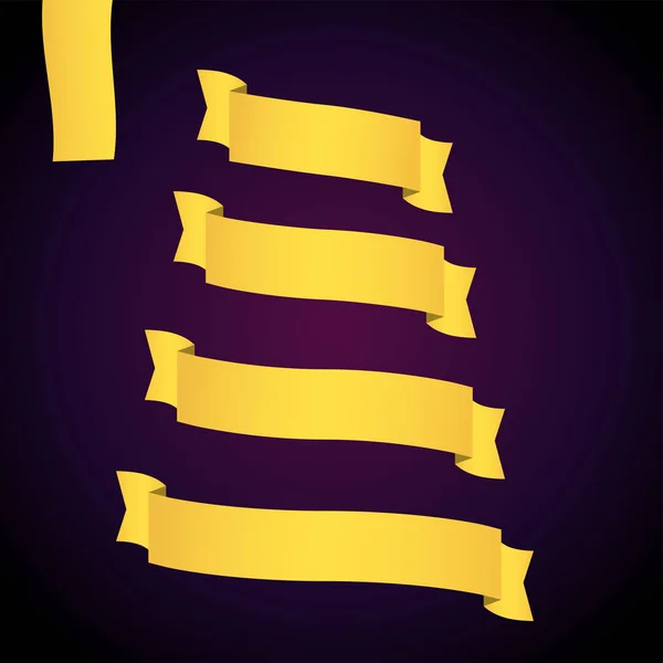 Yellow web ribbon banners set. Vector illustration for design — Stock Vector