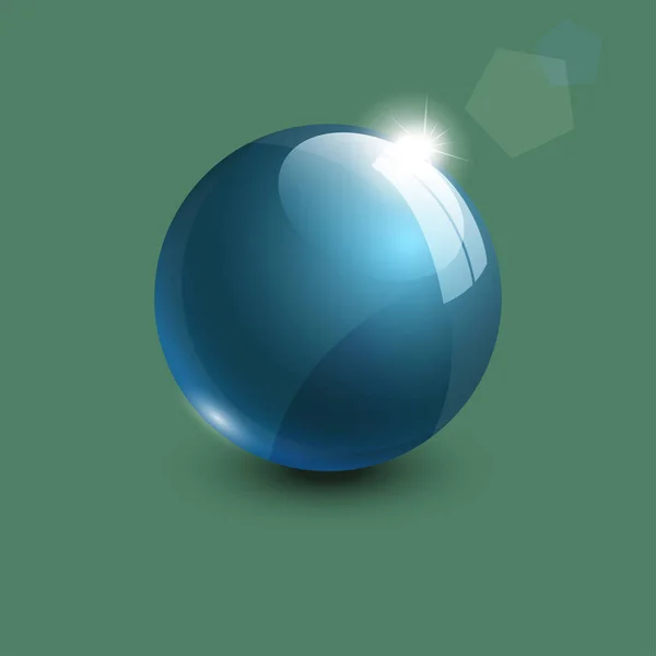 Illustration vectorielle 3D boule de verre bleu réaliste — Image vectorielle