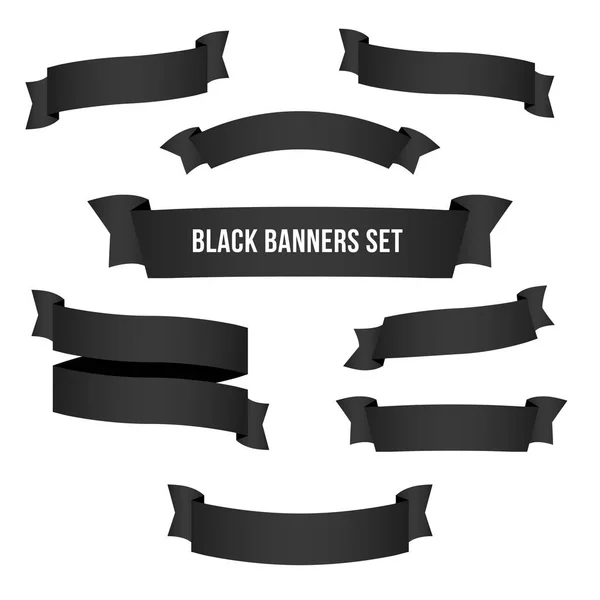 Black web ribbon banners set. Vector illustration for design — Stock Vector