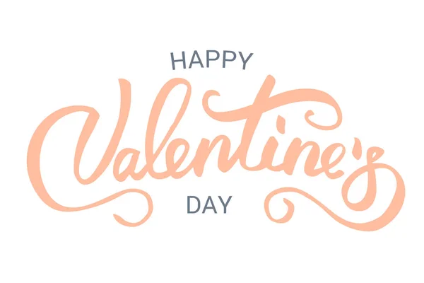 Felice San Valentino poster tipografico con calligrafia scritta a mano, su sfondo bianco . — Vettoriale Stock