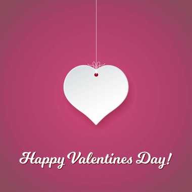 Sevgililer günün kutlu olsun. Kağıt kalp iş parçacığı üzerinde romantik kartpostal