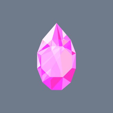 Logo vektör damla şeklinde parlayan pembe lâl taşı taş