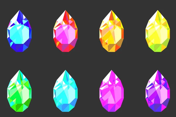 ドロップの形の異なる色の宝石 — ストックベクタ