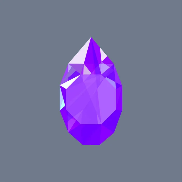 アメジスト宝石輝くロゴ ベクトル ドロップ形 — ストックベクタ