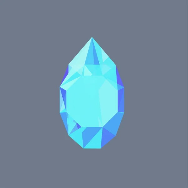 Aquamarine gem shining logo vector drop shaped — Stock Vector