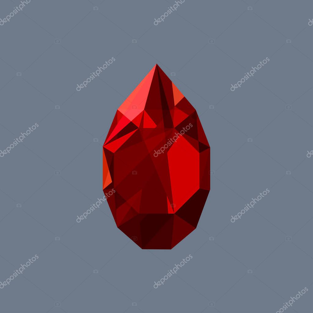 Garnet gem shining logo vector drop shaped illustration