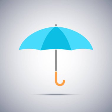 Açık renkli şemsiye. Düz tasarım simgesi. Vektör çizim. koruma sembol. Yağmurlu hava işareti. Olumlu, yaratıcı düşünme