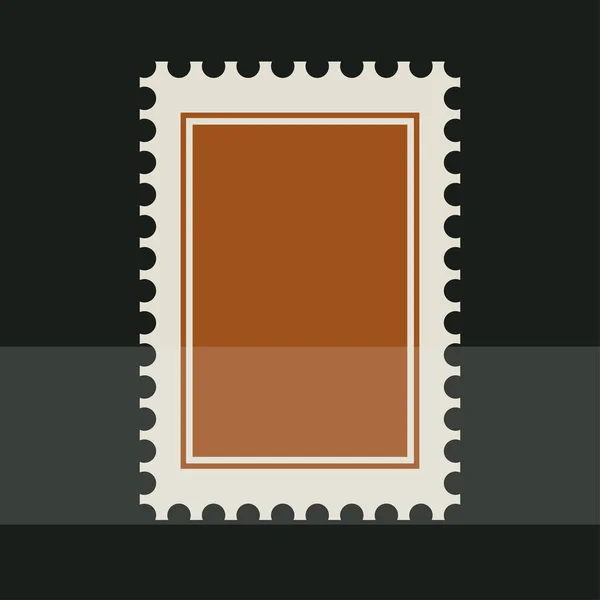 Brown blank postage stamp. Toothed border sticker. Vector flat style illustration on dark
