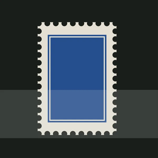 Blå tomt frimärke. Tandade gränsen klistermärke. Vektorillustration platt stil på mörk bakgrund — Stock vektor