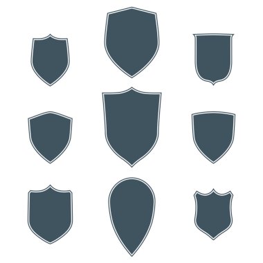 Vintage kalkanlar izole beyaz darbesiyle ayarla