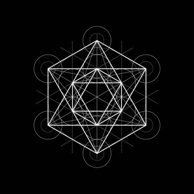 siyah arka plan üzerine kutsal geometri vektör yıldız çizim
