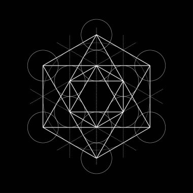 siyah arka plan üzerine kutsal geometri vektör yıldız çizim