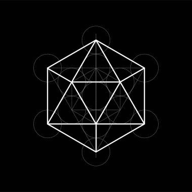 Kutsal Geometri vektör çizim siyah arka plan üzerine