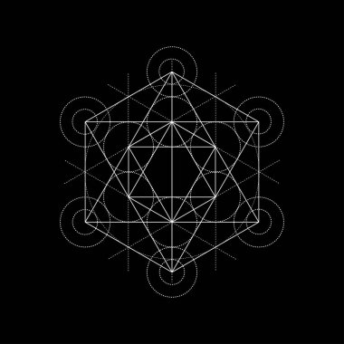 Kutsal Geometri vektör çizim siyah arka plan üzerine