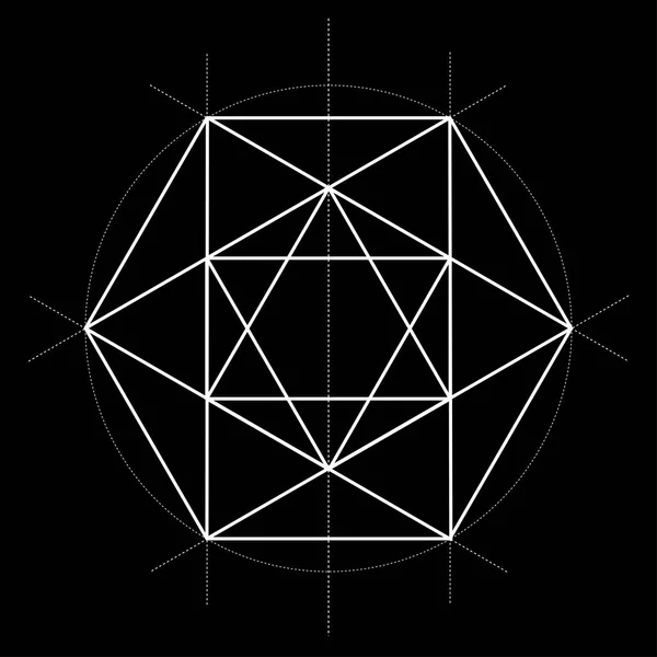Heilige Geometrie Ster Vectorillustratie Zwarte Achtergrond — Stockvector