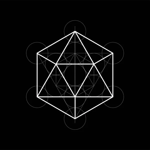 黒い背景に神聖な幾何学のベクトル図 — ストックベクタ