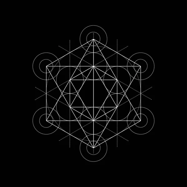 Sacred Geometry Vector Illustration Black Background — Stock Vector