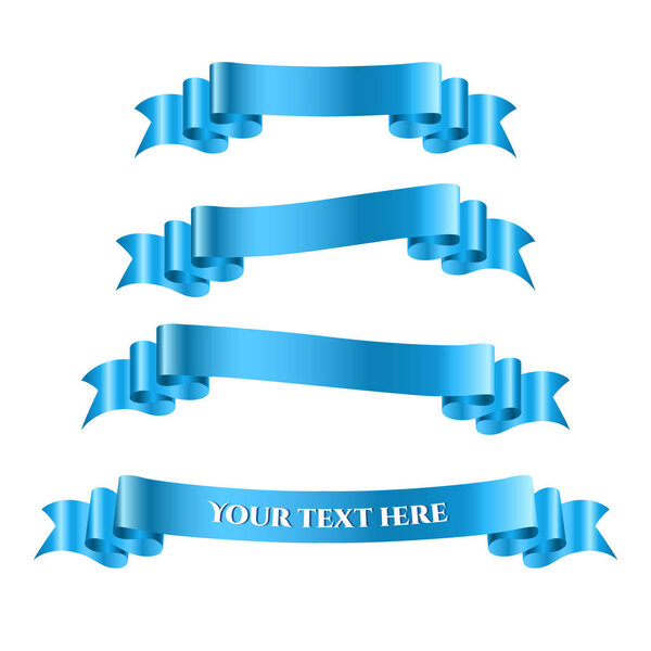 Набор баннеров с голубой лентой. Бланк для декоративной графики. Старый винтажный дизайн. Премиум декоративные элементы изолированы на белом фоне
.