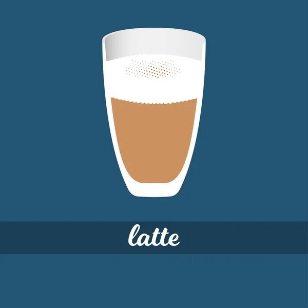 Tasse à café Latte avec illustration vectorielle en mousse de lait — Image vectorielle