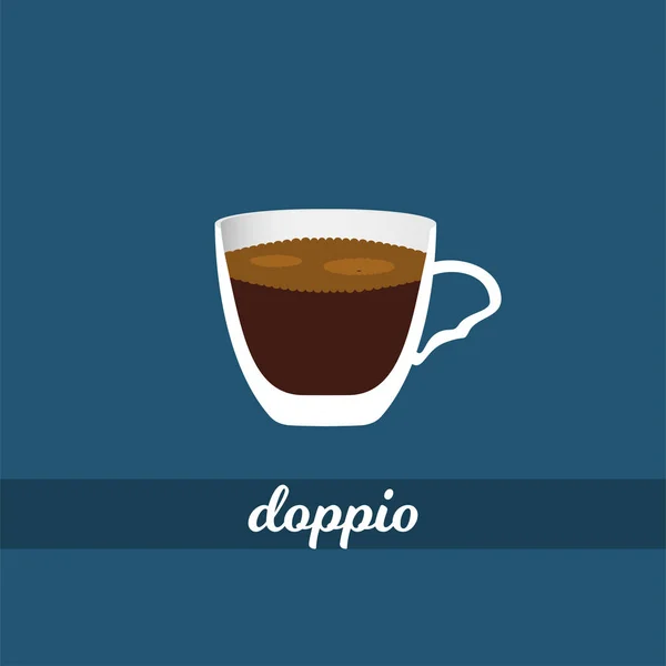 Doble espresso o doppio taza de café vector ilustración — Vector de stock