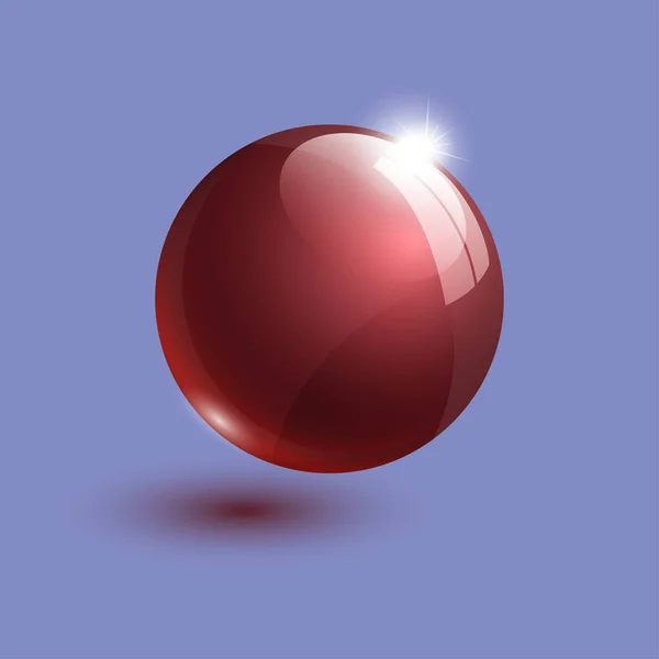 Réaliste Boule Verre Rouge Illustration — Image vectorielle