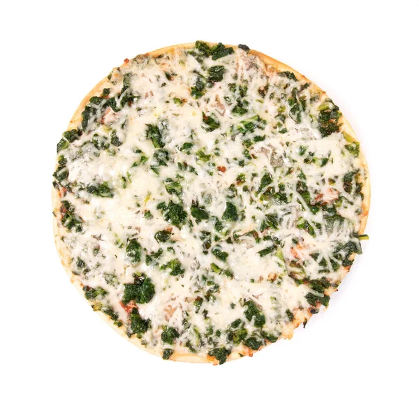 Spinat Pizza Isoliert Auf Weiß Draufsicht — Stockfoto