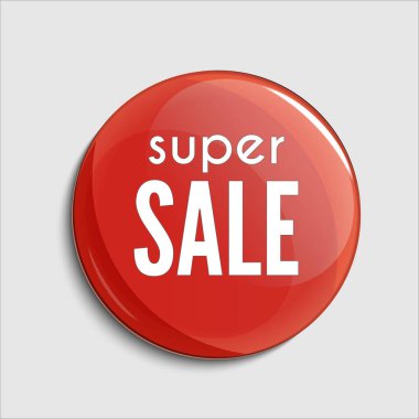 Parlak satış düğmesini veya rozeti. Ürün promosyonlarını. Süper satış, vektör tasarımı için.