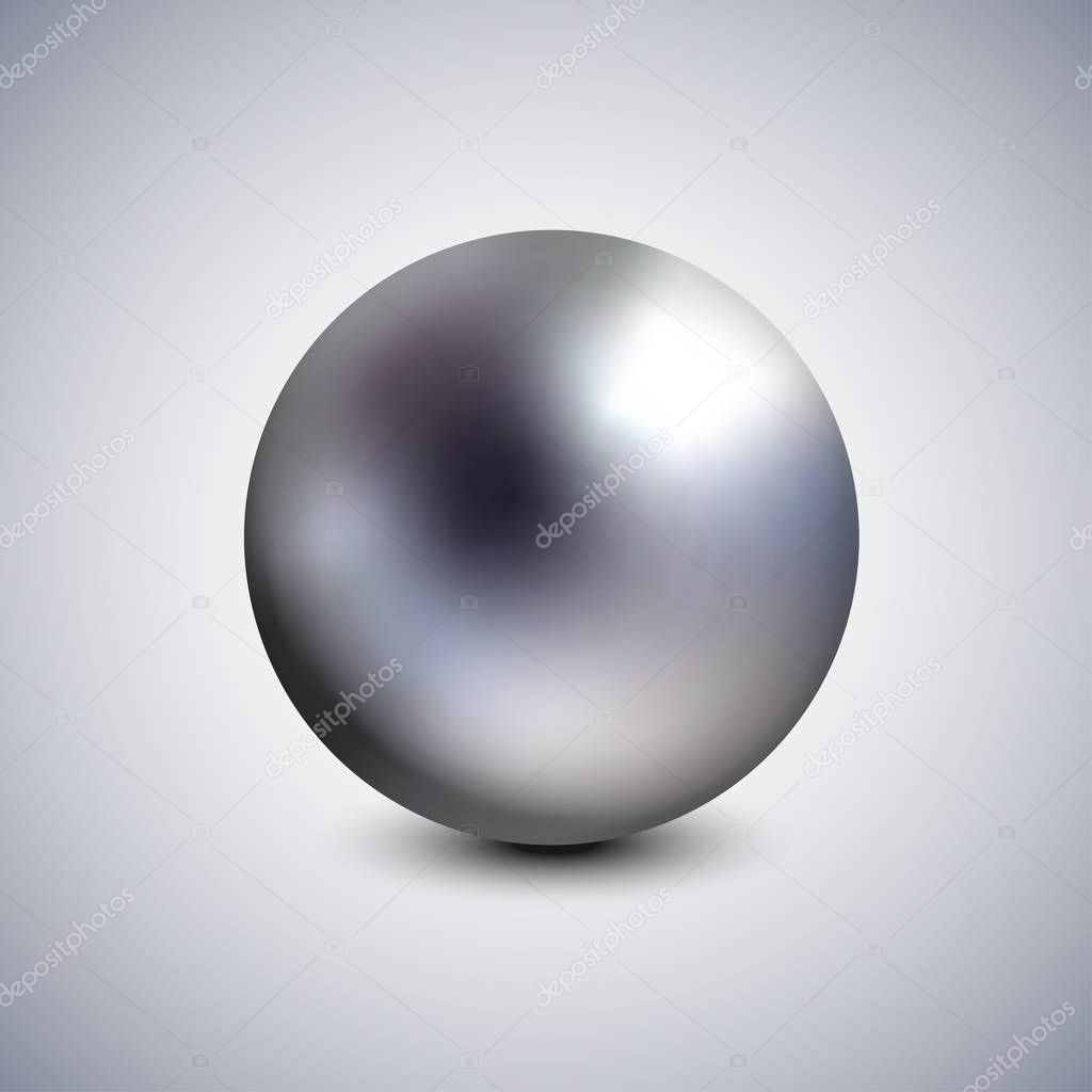 Realistic pearl. Spherical beautiful 3D orb with transparent glares and highlights for decoration. Jewelry gemstones. Vector Illustration for design.