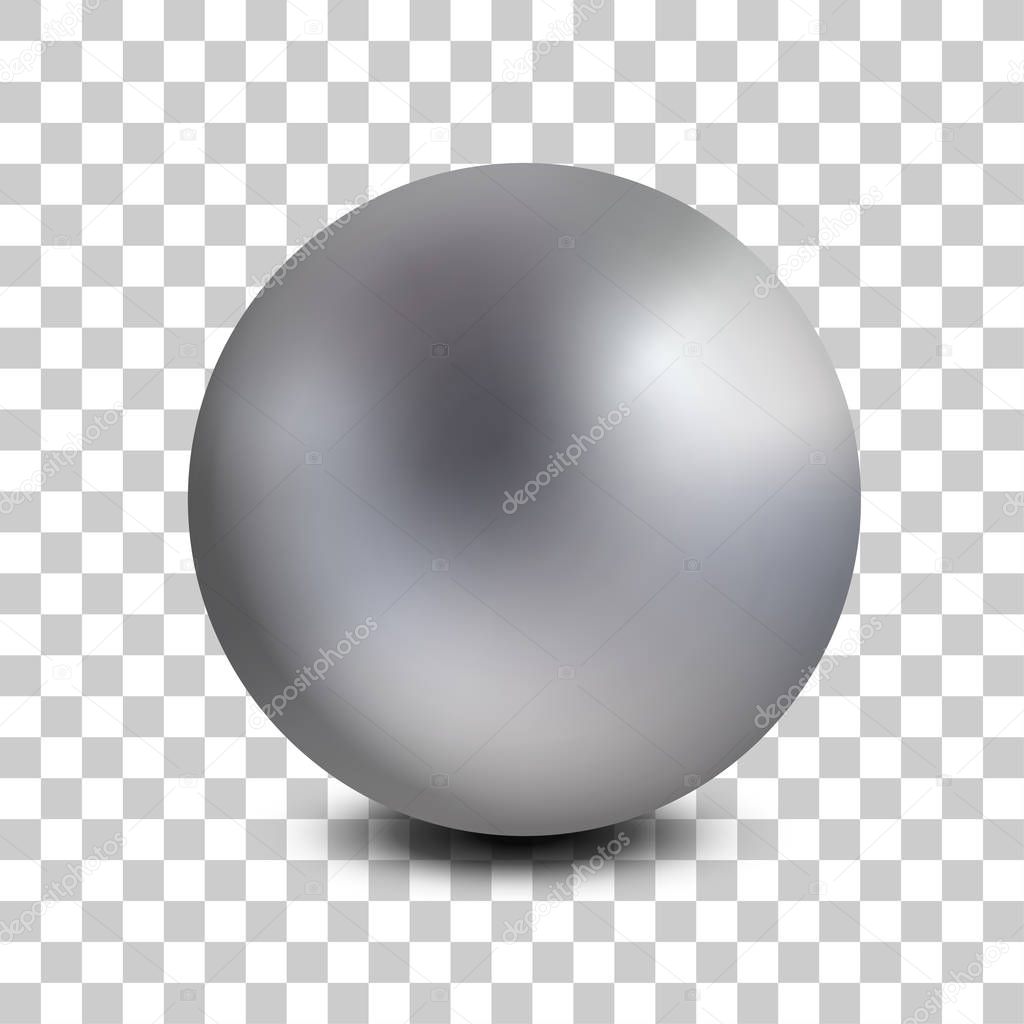 Chrome matt metal ball realistic isolated. Spherical 3D orb. Jewelry gemstone. Vector Illustration for design