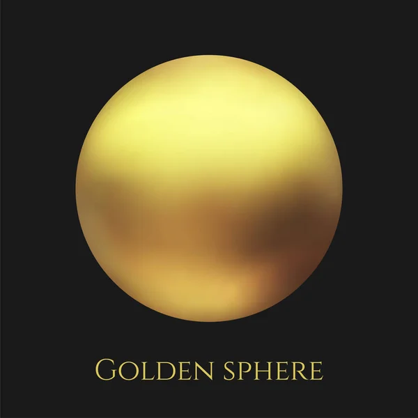 Реалістична Сфера Золота Металу Векторна Золота Куля Чорному — стоковий вектор