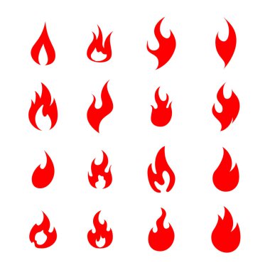 Yangın alev logo simge seti, vektör çizim