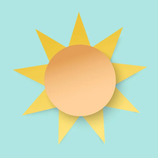 White paper cut sun. 3d paper art style. Weather illustration — Stock Vector
