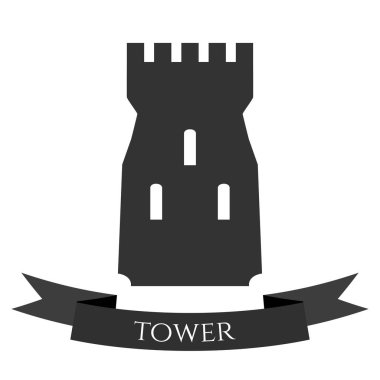 Vektör Kulesi sembolü. Kale simgesi üzerinde beyaz izole