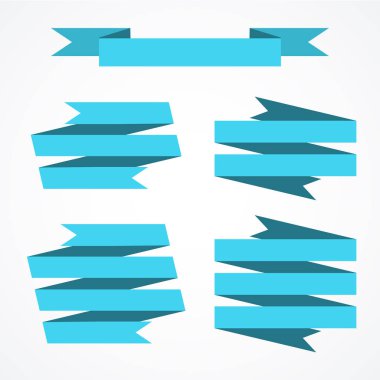 Vektör mavi kurdele afiş ayarlayın. Güzel boş dekorasyon grafik için. Eski vintage tarzı tasarım. Sigorta primi dekoratif elemanları izole