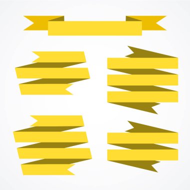 Vektör sarı kurdele afiş ayarlayın. Güzel boş dekorasyon grafik için. Eski vintage tarzı tasarım. Sigorta primi dekoratif elemanları izole