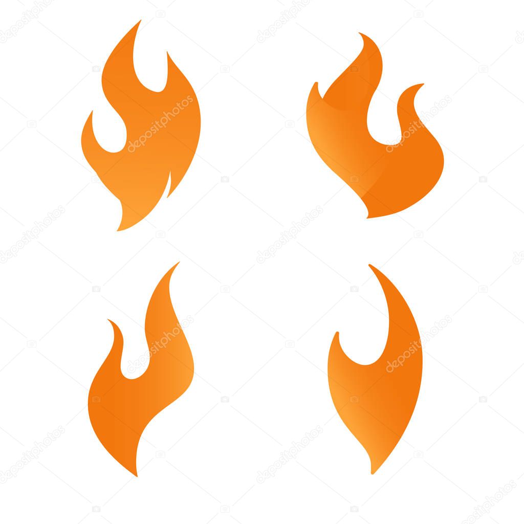 Fire flame logo icon gradient vector set