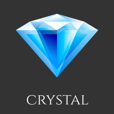İzole mavi Parlatıcı üçgen kristal vektör Illustration. Elmas simgesi