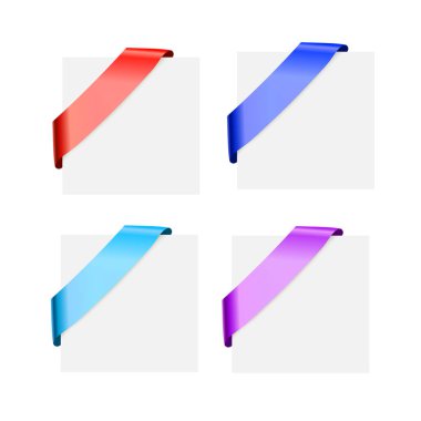 İpek köşe şeritler çok renkli ayarla - vektör tasarım öğeleri için tasarım