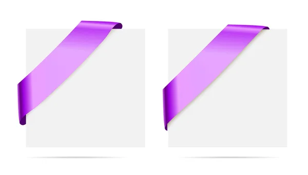 Conjunto de fitas de canto violeta de seda - Elementos de design vetorial para design — Vetor de Stock
